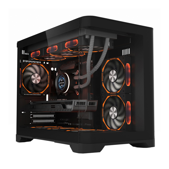 Wholesale New Trend Gaming PC Case Curved Glass Panel Full View Computer Case Mid Tower MATX Mini ITX Case for PC Gamer