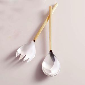 Kitchen Cooking Utensil Set Handmade Custom Design Royal Salad Serving Set Gold Handle with Stainless Steel - Product Image 4