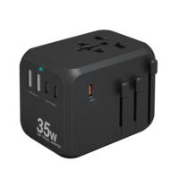 Adaptateurs de voyage universels Adaptateur de prise de voyage 35W GaN avec 3 USB C PD 2 USB A QC Chargeur rapide Convertisseur international mondial