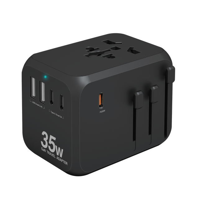 Universal Travel Adapters 35W GaN Travel Plug Adapter with 3 USB C PD 2 USB a QC Fast Charger Worldwide International Converter