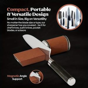 Professional <b>Knife</b> <b>Sharpener</b> Tool - Diamond & Ceramic Sharpening System for Kitchen <b>Knives</b> - Adjustable 15°/20° Angle Guide - Product Image 2