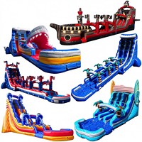 Toboggan gonflable professionnel grand format, imperméable, arc-en-ciel, personnalisé OEM, pour parcs d'attractions