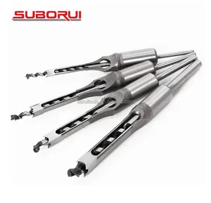 SUBORUI Material Wood Square Drill Bits Hollow Hole Mortise Chisel Drill Bit Set For Wood Square Hole Drilling