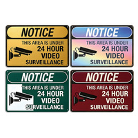 Plaque murale graphique en métal multicolore avec vidéo 24h/24 et message de sécurité pour caméra de surveillance