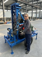 Petite foreuse hydraulique rotative diesel pour puits d'eau avec moteur et boîte de vitesses, portable, pour usage agricole et de construction, profondeur 200m