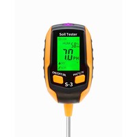 Testeur d'humidité du sol LCD 6 en 1 avec mesure du pH, de la température, de la luminosité, de l'humidité, de la salinité et de l'environnement, profondeur 30 cm, utilisation intérieure/extérieure
