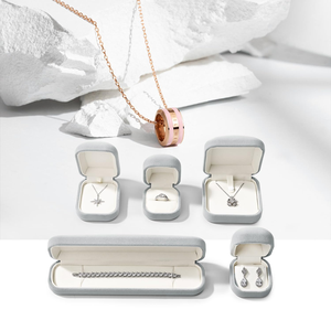 Manufacturer Wholesale High-end Plastic+Velvet Fashionable Hinge Closure Jewelry <b>Box</b> Circular <b>Ring</b> <b>Box</b> Pendant Necklace <b>Box</b> XS - Product Image 5