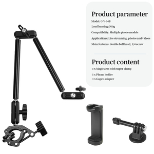 Bras magique en aluminium de 22 pouces 360 double tête sphérique 1/4 fils montage au plafond caméra téléphone articulé accessoires de Studio <span class=keywords><strong>Photo</strong></span> - Product Image 6