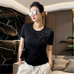 Nuovo Stile T-shirt Cheongsam Nazionale Migliorata a Maniche Corte da Donna, Top Moda Cinese Retrò con Fibbia - Product Image 6