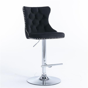 DB Furniture Tabourets de bar modernes à base chromée pivotants en velours avec hauteur d'assise réglable 25-33 pouces pour ferme - Product Image 3