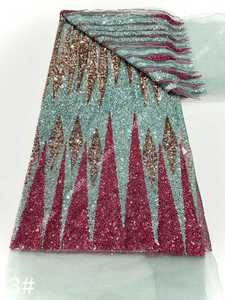 Tessuto Ricamato con Paillettes a Strisce Verticali, Rete, Pizzo, per Abiti <span class=keywords><strong>da</strong></span> <span class=keywords><strong>Sposa</strong></span> alla Moda, Abiti Formali, Costumi di Scena, Pizzo per Abiti - Product Image 3