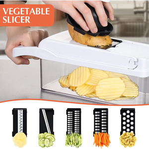 Coupe-légumes hachoir, trancheuse à mandoline professionnelle pour <span class=keywords><strong>dicer</strong></span> alimentaire pour pommes de terre, tomates, légumes, oignons avec 7 lames - Product Image 2