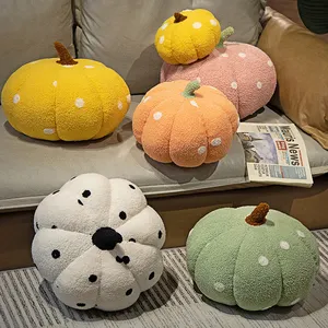 New Cute Stuffed Soft Home Desk Table Decor Fall Dot Pumpkin Plush Pillow For Halloween