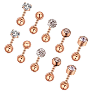 Edelstahl Silber Gold Ohrstecker Schraubverschluss 16g Tragus <span class=keywords><strong>Plug</strong></span> Tunnel Neo-Gothic Kristall Helix Knorpel <span class=keywords><strong>Set</strong></span> <span class=keywords><strong>Piercing</strong></span> Großhandel Körperpiercing - Product Image 2