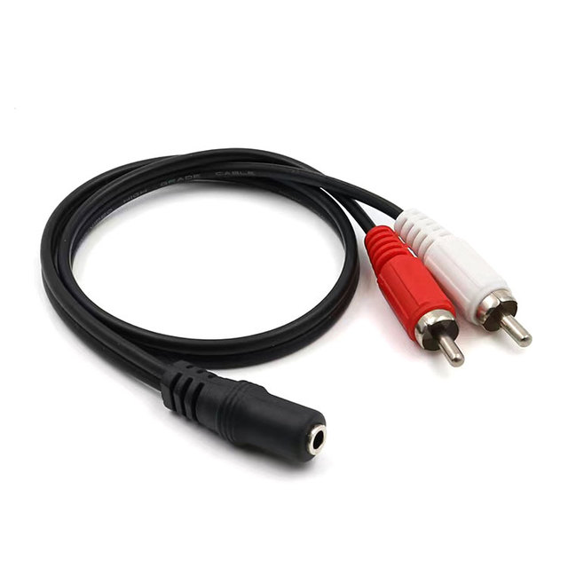 2 in 1 3.5mm Stereo Audio Plug to 2rca Female Plug Cable Computer Audio Cable Rca Cable