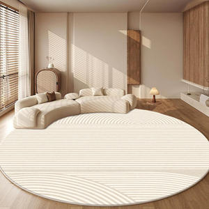 พรมทรงกลมหรูหราเบาๆ ลายนามธรรม ผ้าเลียนแบบแคชเมียร์ สำหรับห้องนั่งเล่น ห้องนอน ตกแต่งบ้าน 4-0046 - Product Image 2