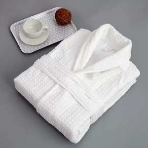 Hotel Waffle <strong>Bathrobes</strong> with Customized Embroidery logo - <strong>100</strong>% Egyptian <strong>Cotton</strong> Hotel Spa Waffle <strong>Bathrobe</strong> Set - Product Image 5