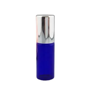 5ml glass vial tubular dark blue essential oils roll on glass bottles with rollers and silver lids