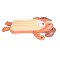 Matelas flottant gonflable surélevé personnalisé OEM, thème chiot marron, épais, pour parc aquatique, en PVC