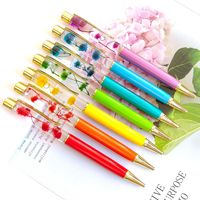 Stylo à bille en métal 1,0 mm avec motif fleur séchée et papier doré, gravure laser, plusieurs couleurs, idéal pour promotion