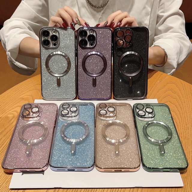 Fashion Electroplate Clear Magnetic TPU Soft Case for 17 Air 16 15 14 Plus 13 12 11 Promax Support Wireless Charge