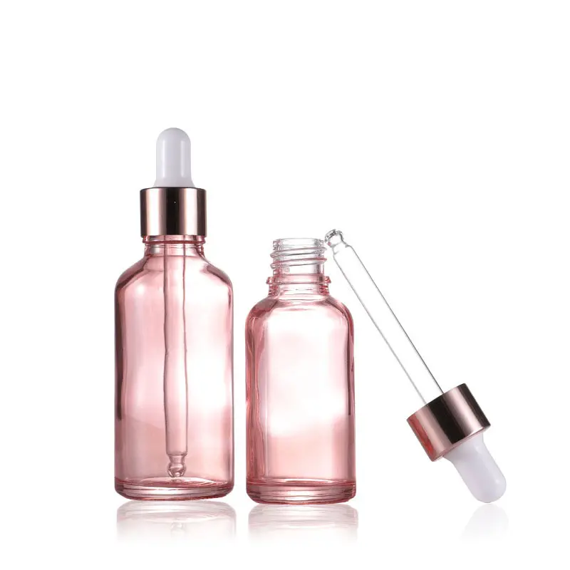 5ml 15ml 30ml glass dropper bottle with packaging pink glass bottle with bottle for oils essentials