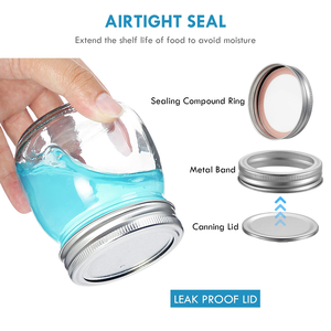 Pot en verre à large ouverture pour le stockage des aliments, 250 ml, 300 ml, avec couvercle en métal - Product Image 4