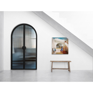 Portes françaises cintrées intérieures avec verre cannelé pour maisons, cadre noir, porte en verre à battants, manuelle pour appartement - Product Image 5