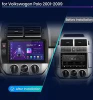 Pemutar Video Multimedia Mobil 9 inci untuk Volkswagen Polo Mk4 IV 2001-2009 GPS Navi Layar Sentuh CarPlay Android Auto Alat Bantu Mundur