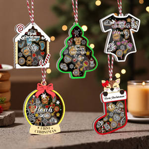 Personnaliser 2026 bébé premier ornement de Noël nom date de naissance poids hauteur lieu de naissance mémoire cadeau nouveau-né pépinière décoration - Product Image 1