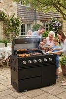 Barbecue au gaz Chromaflame en acier inoxydable, 6 brûleurs, avec protection de sécurité pour cuisine extérieure et usage domestique