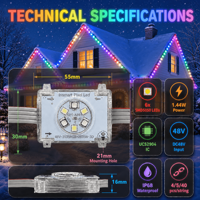 Lumière ponctuelle à pixels Jellyfish RGBW 48V UCS2904, étanche pour extérieur, éclairage permanent de Noël et de fêtes RGBIC