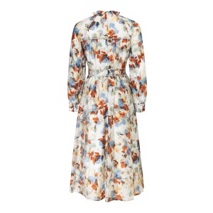 Abito Lungo Elegante da Donna Estate 2024, Produzione Cut and Sew di Alta Qualità, Stampa Floreale Multicolore con Volant e Cintura - Product Image 2