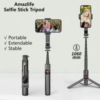 Accessoires de voyage Amazlife L12, bâton de selfie sans fil extensible portable avec trépied stable