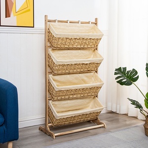 NFS Organisateur multicouche en bois massif pour la maison, les collations, les jouets, étagère de rangement au sol en rotin pour la maison - Product Image 3