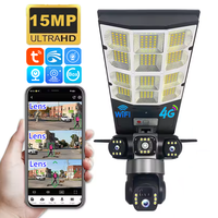 Caméra de sécurité extérieure 4G WiFi à trois objectifs 12MP avec télécommande, vision nocturne, détecteur de mouvement, application V380 Pro, éclairage solaire pour jardin/rue