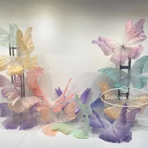 K-100ファンタジーシルクバタフライジャイアント人工蝶の装飾結婚式の衣料品店の高級店の装飾