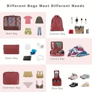 8 Bolsas de Viaje Gruesas y Ligeras, Organizadores de Accesorios de Viaje, Bolsas de Almacenamiento para Ropa, Zapatos, Cosméticos y Artículos de Aseo - Product Image 4