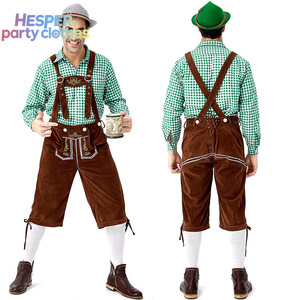 Ensemble traditionnel allemand pour homme HESPER pour l'Oktoberfest, chemise à carreaux, salopette brodée avec chapeau, tenue de scène - Product Image 3
