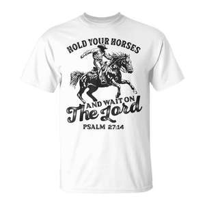 Camiseta cristiana con versículo bíblico: Salmos 27:14, Camiseta con versículo religioso - Product Image 1