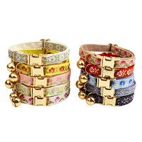 Collier pour chat transfrontalier avec boucle dorée, clochette, broderie jacquard, anti-étranglement, toutes saisons, Halloween/Noël/Pâques pour animaux de compagnie