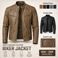 Blouson de motard en cuir vieilli personnalisé avec logo pour homme, uniforme de personnel de moto, vêtement de travail coupe-vent, manteau classique, vente en gros