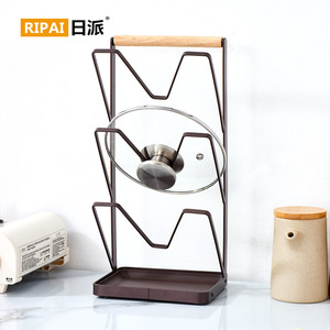 Étagère de rangement de cuisine de style japonais, support multi-niveaux pour couvercles de casseroles avec plateau égouttoir - Product Image 3