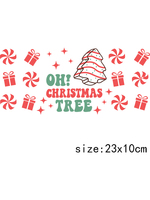 LETOP 1pcs Merry Pink Christmas Tree 16oz Libbey Glasses Wraps DIY Custom Decals UV for DTF Sticker for Bottles Cups and Cans