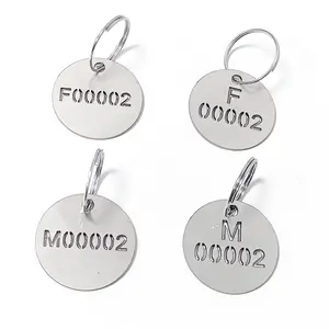 Wear-resistant 3CM Stainless Steel Round Hollow Metal Number Letter Key Ring Tag Tag Custom Content Number Number Tag