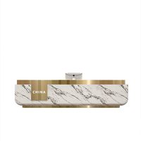Comptoir de réception moderne en MDF à surface solide, finition laquée piano, brillant, pour hôtel, bureau, salon, taille personnalisée, conception OEM usine