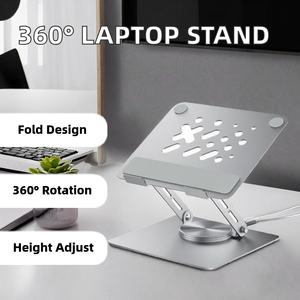 Dual Rotary Shaft Fully Foldable Metal <b>Tablet</b> Holder 360 Rotating Base Stable Support Universal Notebook Desktop <b>Stand</b> - Product Image 2