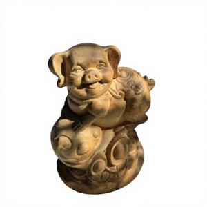 งานฝีมือคุณภาพเยี่ยม รูปปั้นหมูตามปีนักษัตรเอเชีย ทำจากไม้หอม งานแฮนด์เมด ตกแต่งบ้านเสริมฮวงจุ้ย เสริมโชคลาภ รูปทรงกะทัดรัด รับผลิตตามแบบ ODM - Product Image 2