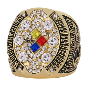 טבעות אליפות פיטסבורג סטילרס NFL 2008, טבעות כדורגל עם לוגו בהתאמה אישית, תכשיטי אופנה איכותיים מצופים כסף וזהב לגברים - Product Image 2