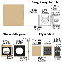 Interruptores y Enchufes de Pared WESA Ultrafinos con Botón Pulsador EU 1/2/3 Vías, Enchufe de Alimentación de 1 Vía, Combinación Libre, Diseño Moderno de Lujo